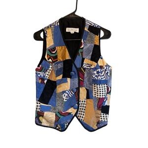 Vintage Lili Butler Silk Boho Patchwork Casual Vest